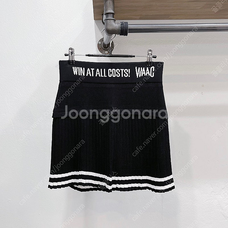 (64~67/2사이즈) 왁 블랙 허리밴딩 골프 플리츠 니트스커트 큐롯--1
