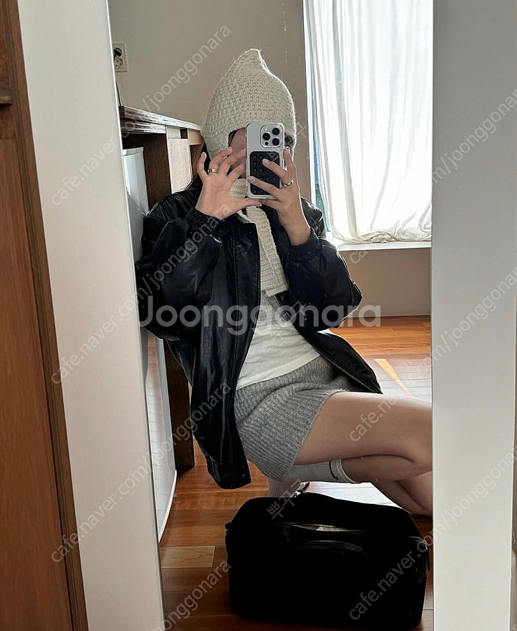 바이무드 레더 패딩 자켓--0