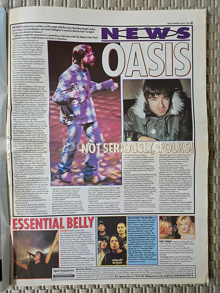 매거진 oasis 오아시스 Melody Maker 라지--2