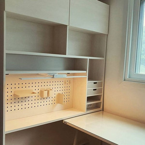 한샘 멀티수납 가변 1,400mm수납 추가옵션 전동터치 인출식 LED3색 조명 상판유리 책상