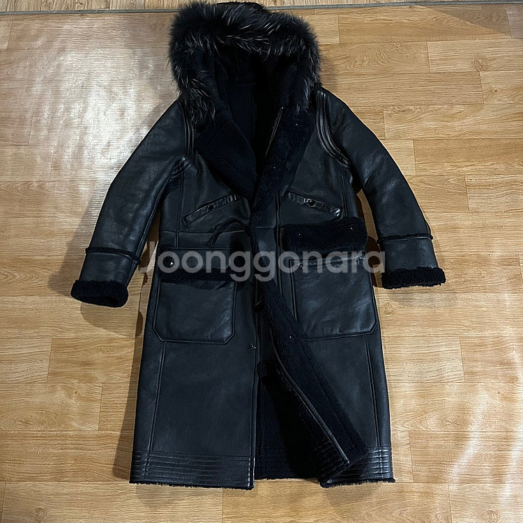 [100] 본 가죽 롱 무스탕 코트, 타임 폭스퍼 구스...--3