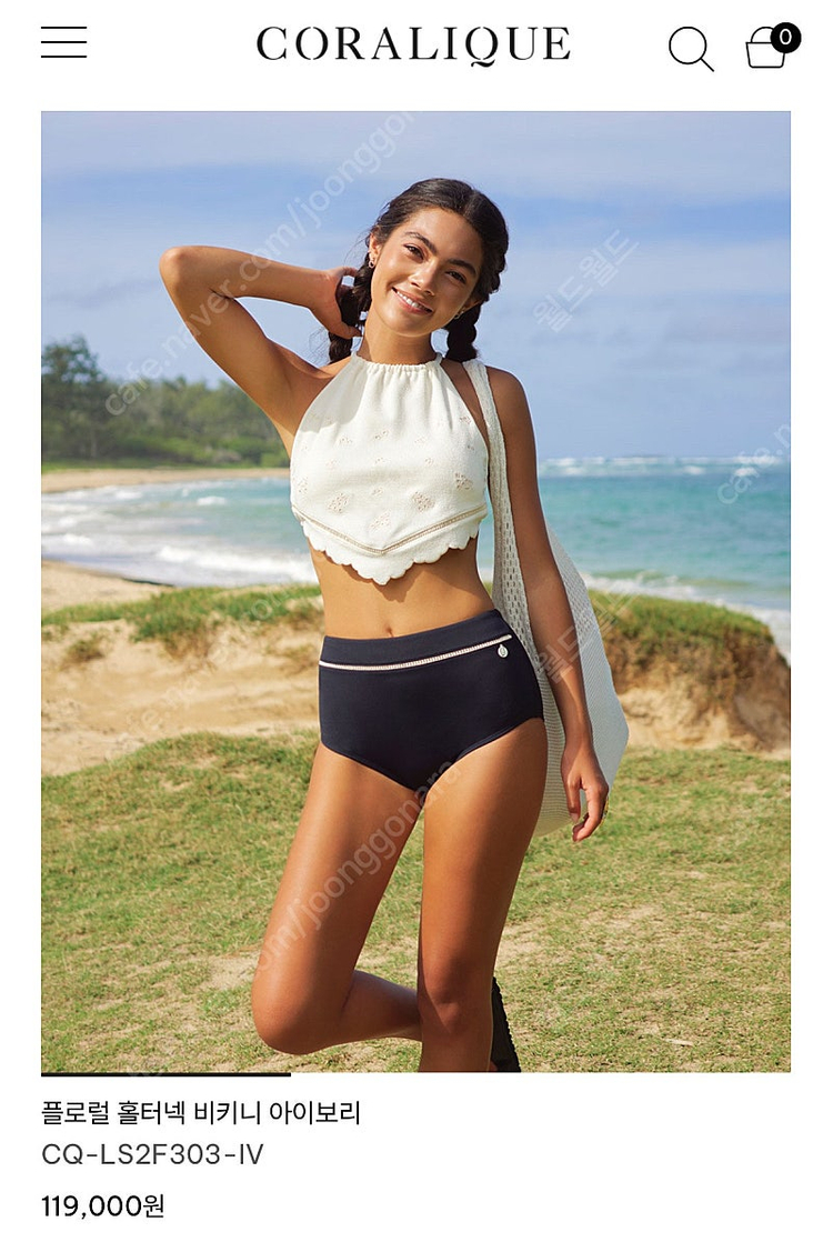 (새상품) 코랄리크 플로럴 홀터넥 비키니 아이보리 S 이미지