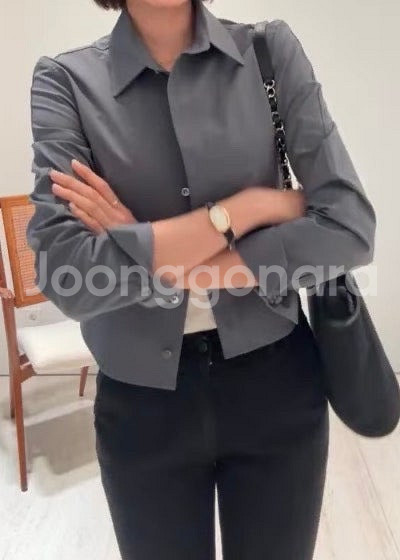 시에 클레어 라인 셔츠 애쉬챠콜 S--0