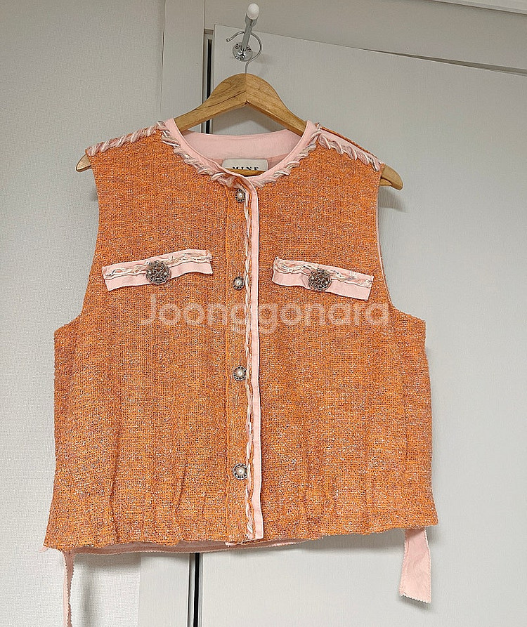 정품 마인 트위드 브레이드 블라우스 베스트 택포12만--5