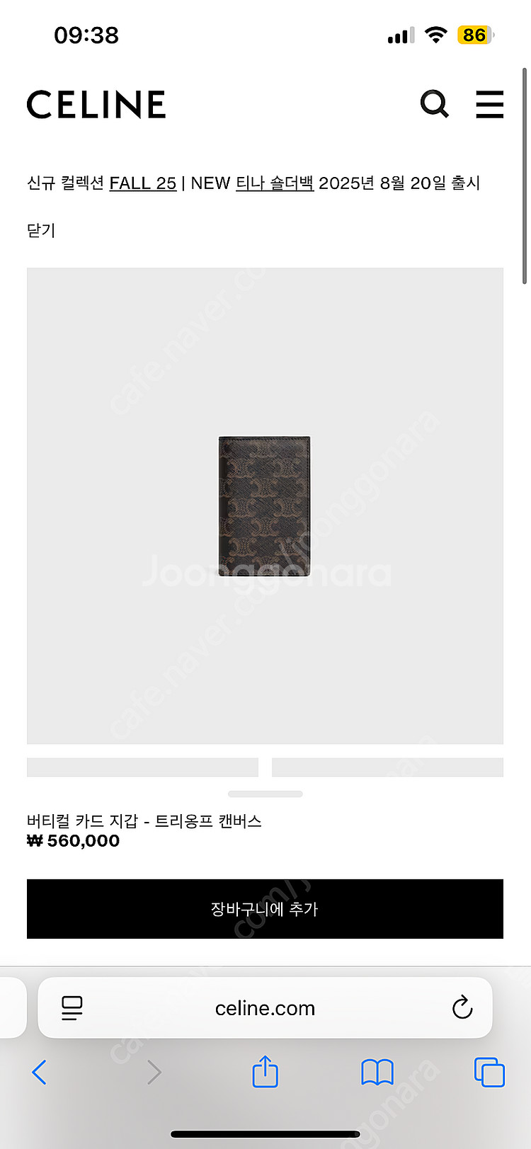 CELINE 셀린느 카드지갑/정가56만 새상품--8
