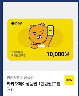 카카오페이상품권 1만원권(교환권) 9장 팝니다.--0