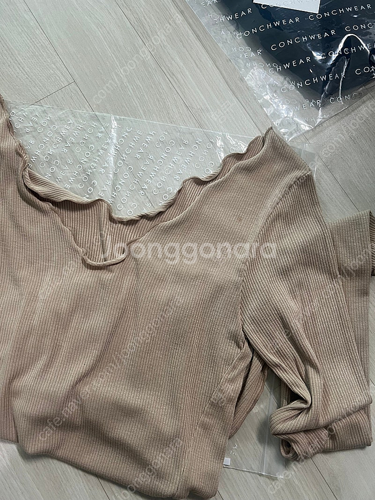콘치웨어 골지 슬리브 블랙/베이지 2개--3