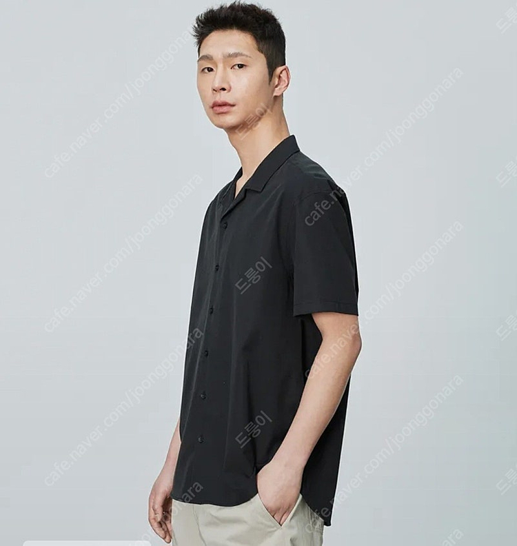 새제품) 더니트컴퍼니 텐셀 오픈카라 반팔셔츠 이미지