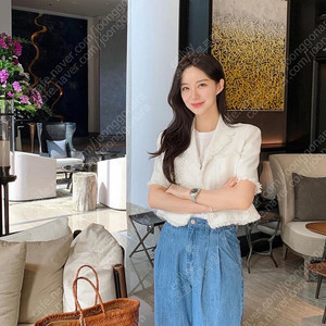 페이지유 트위드하프 자켓 화이트 베이지