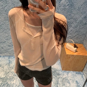 레이지샵 레이어드 버튼 티