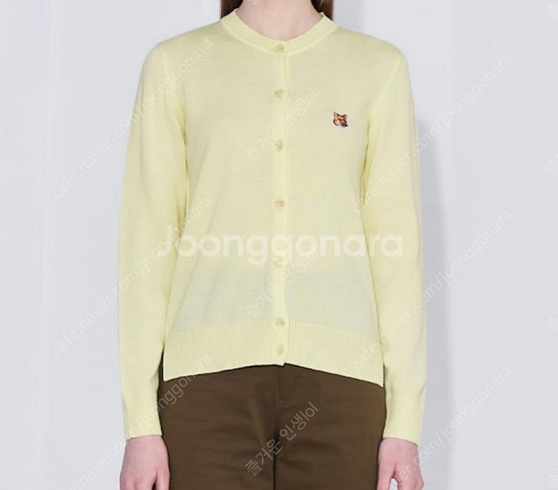 메종키츠네 폭스헤드 가디건 레몬 색상 S size--1