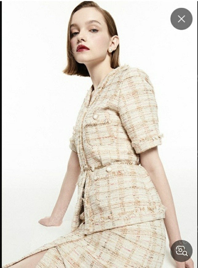 프론트로우 반팔 트위드자켓--1