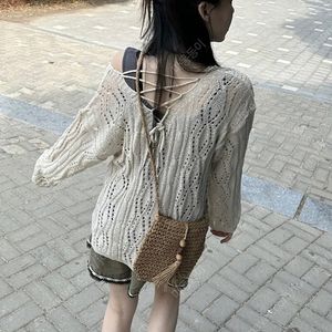 신시 펀칭 스트랩 여름 긴팔 니트