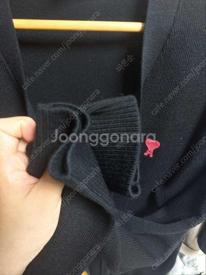 아미 스몰 하트 블랙 울 가디건 M--1