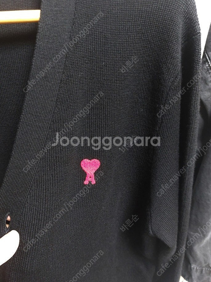 아미 스몰 하트 블랙 울 가디건 M--3