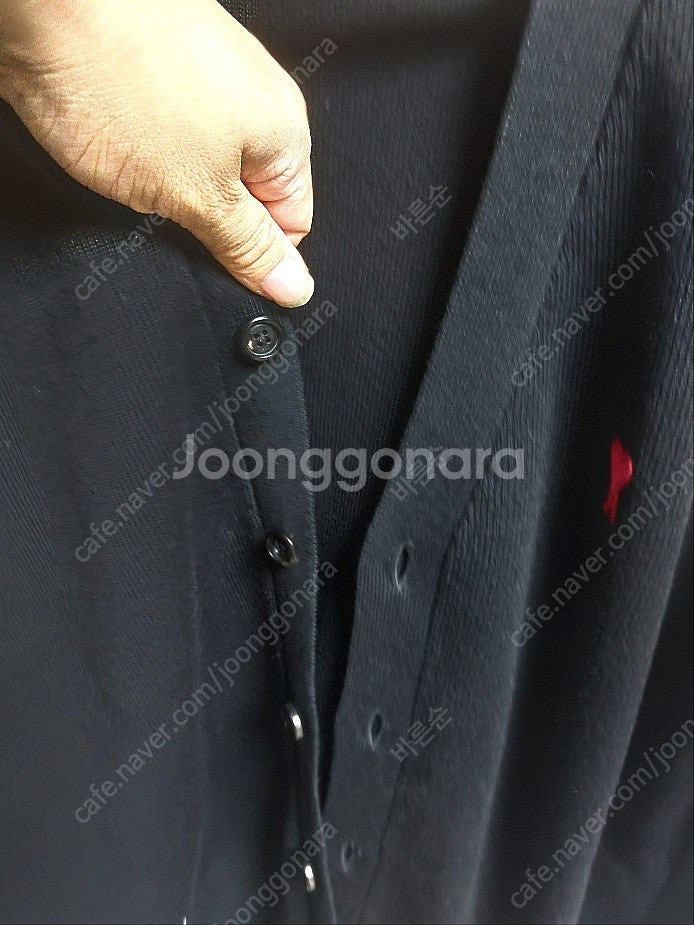 아미 스몰 하트 블랙 울 가디건 M--4