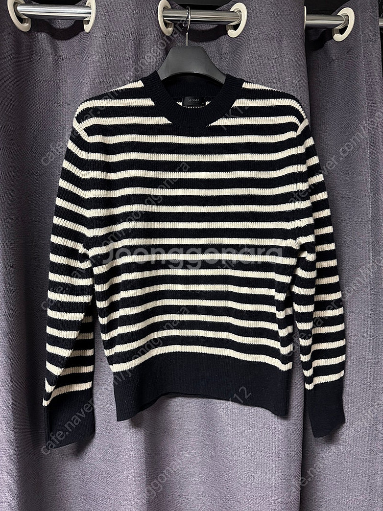 모마디자인 / 울 프렌치 스트라이프 니트 다크네이비 / 48(100)--0