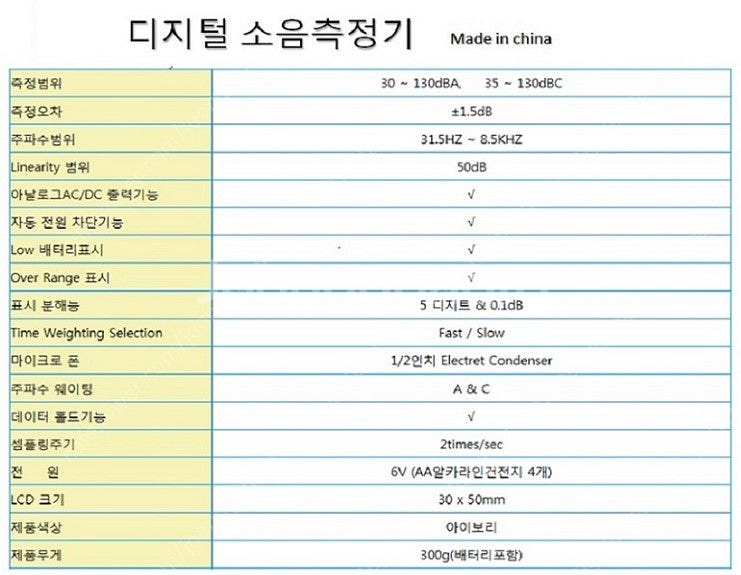 휴대용 디지털소음계 B-GM1357 30~130dBA ...--2