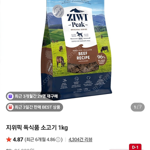 지위픽독 소고기, 닭고기 1kg
