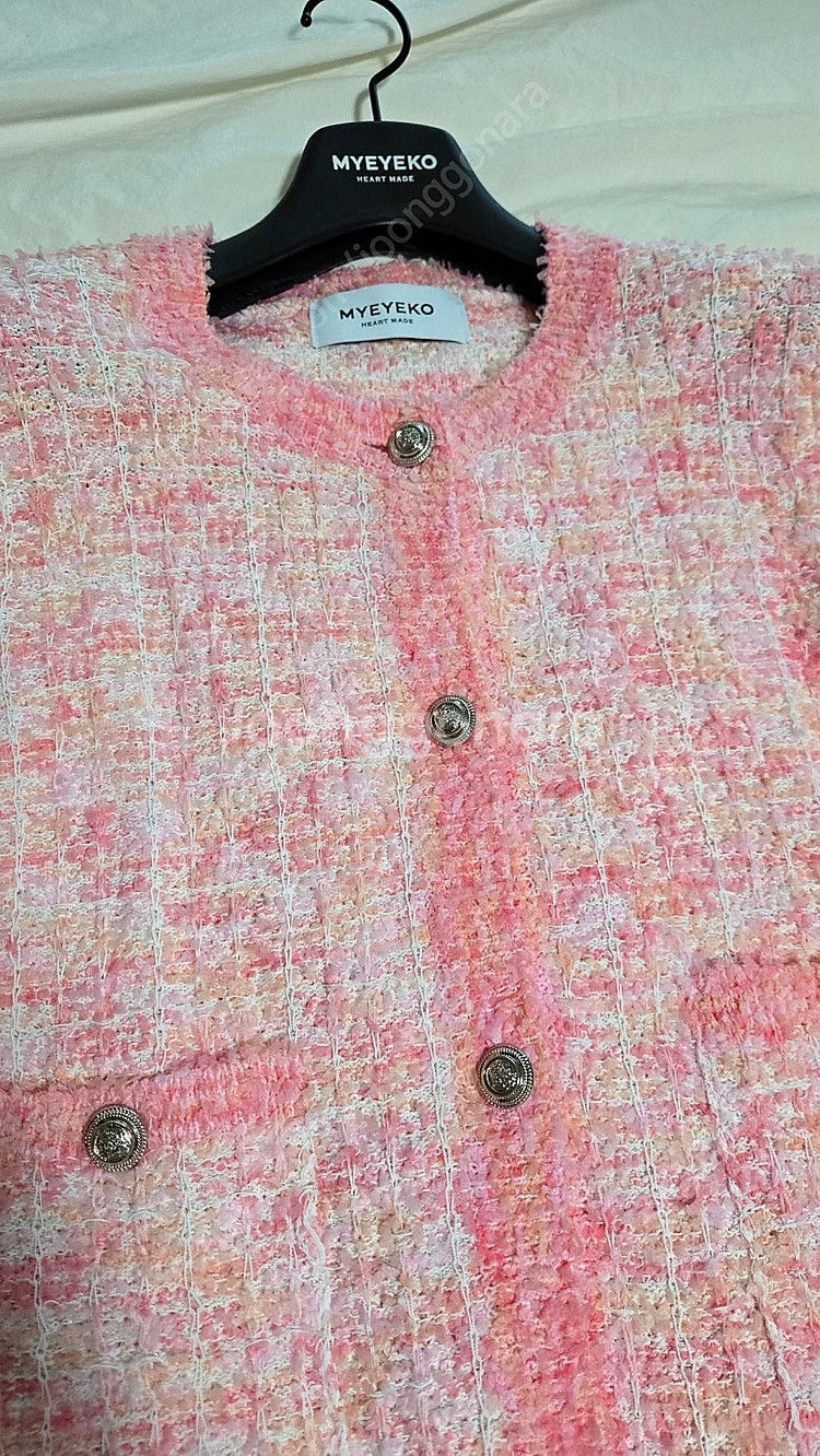 마이아이코 핑크블러썸 트위드 니트자켓--2