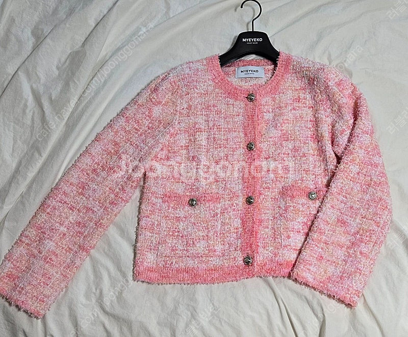 마이아이코 핑크블러썸 트위드 니트자켓--3
