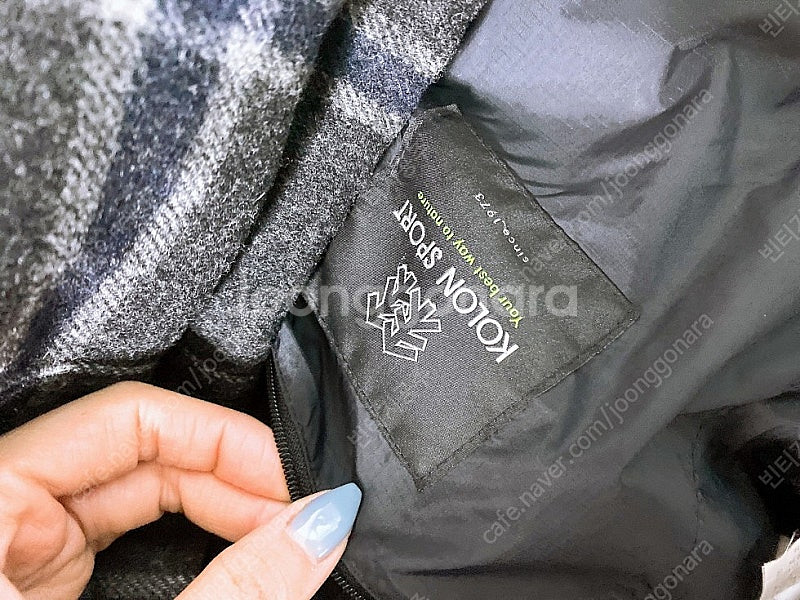 (정품)코오롱스포츠거위털체크후드모직점퍼패딩(남성용95)--6