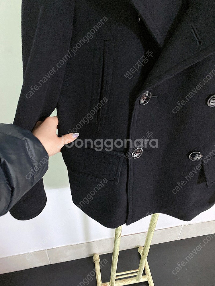 (정품)타임옴므하이넥가능더블버튼울하프코트(남성용95)--4