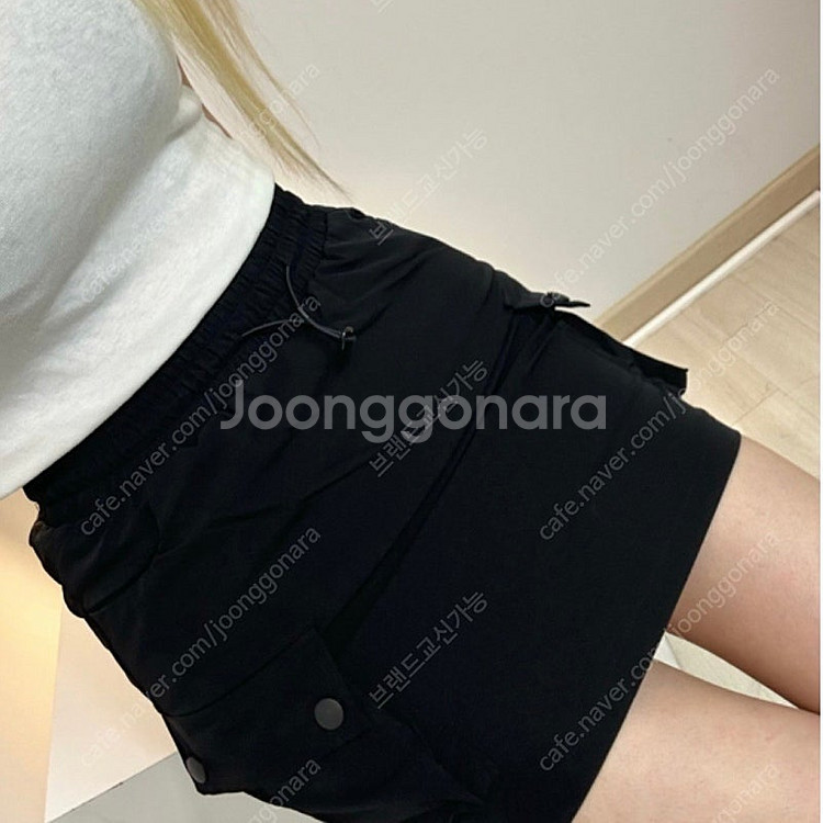 미유 카고 스트링 밴딩 미니스커트팬츠 블랙업--2
