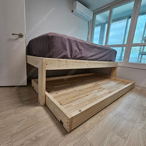 슈퍼싱글 평상형 원목 슬라이딩 침대 프레임