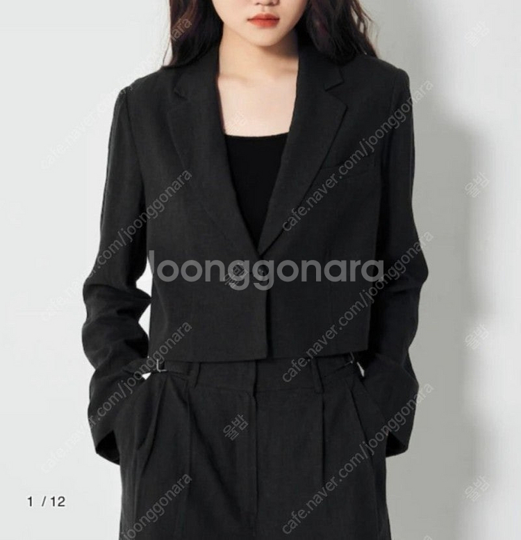에잇세컨즈 리넨 블렌디드 애쉬 원버튼 자켓 + 슬랙스 ...--0