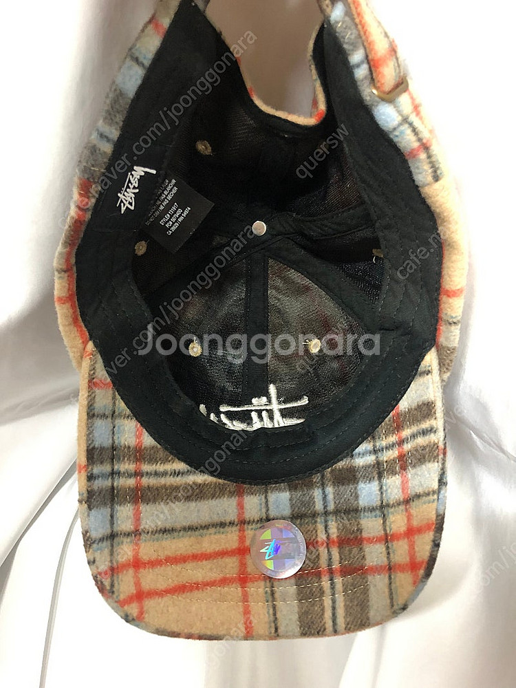 스투시 체크 울 볼캡 모자 빅로고 플래드 로우 프로캡--2