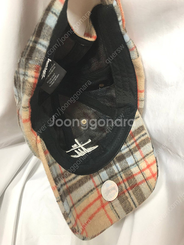 스투시 체크 울 볼캡 모자 빅로고 플래드 로우 프로캡--3