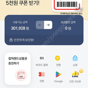 문화상품권 92%판매