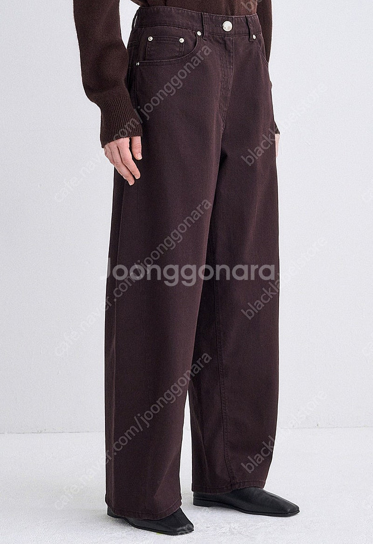 타임 버클 스트랩 데님 와이드 팬츠--0