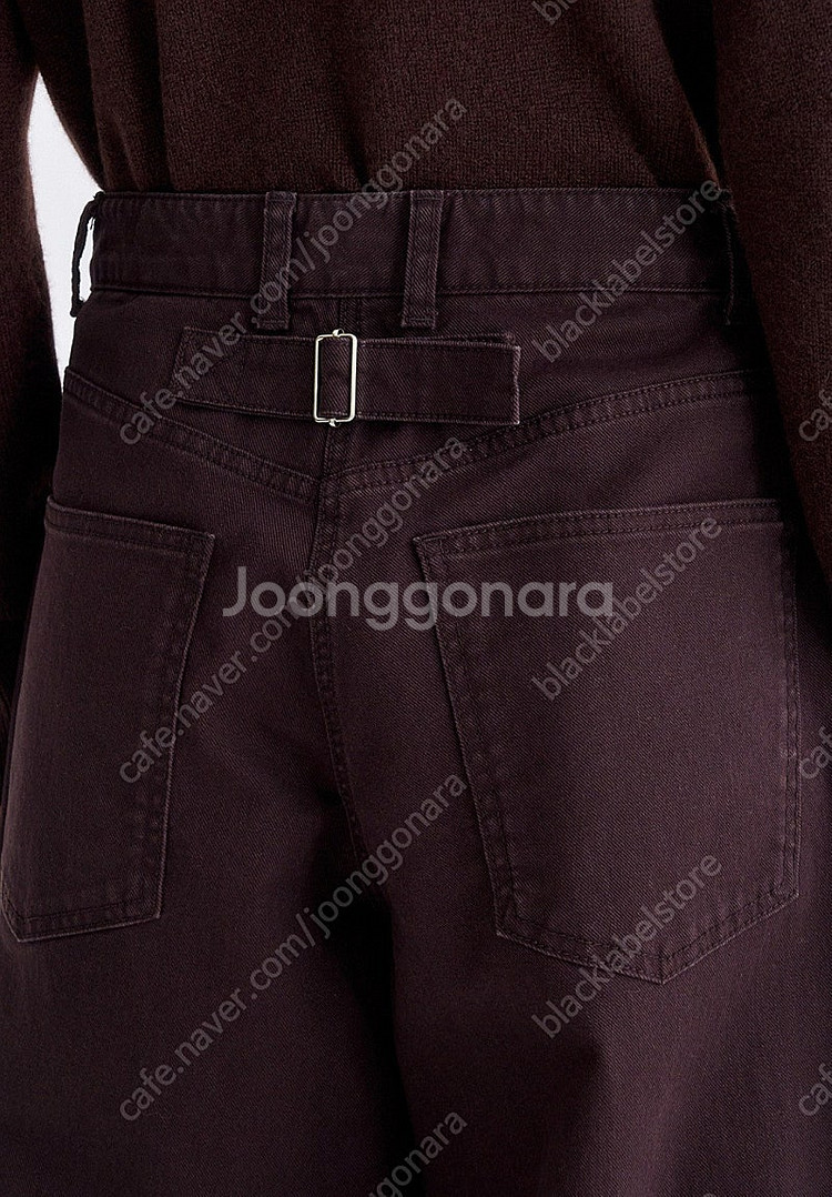 타임 버클 스트랩 데님 와이드 팬츠--1