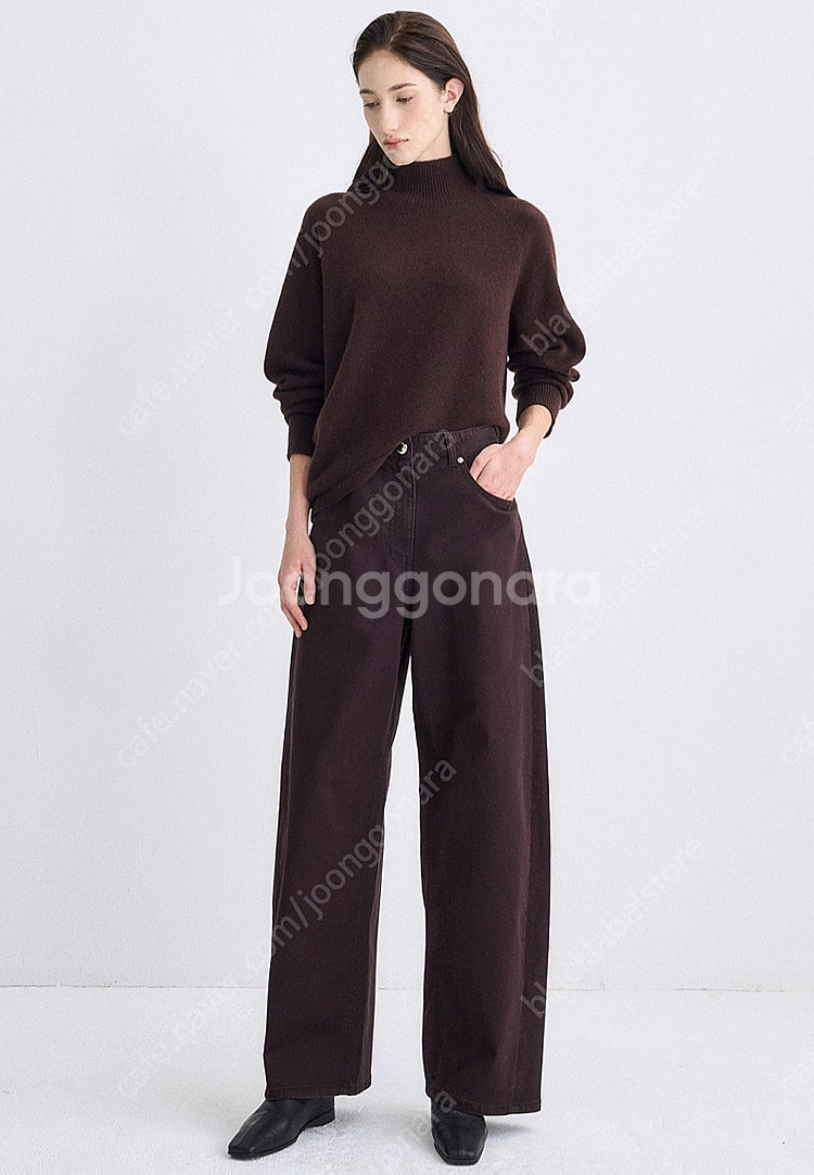 타임 버클 스트랩 데님 와이드 팬츠--2