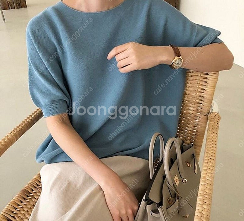 보웬 홀가먼트 블루 반팔 니트 F--0