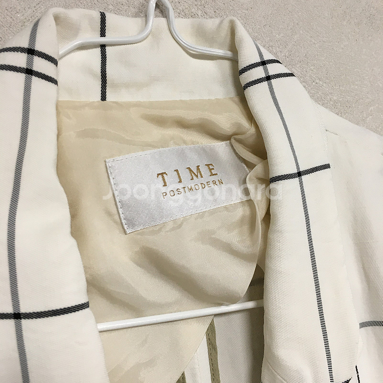 TIME 타임 체크패턴 린넨 자켓 66 / 랑방 마인 ...--1