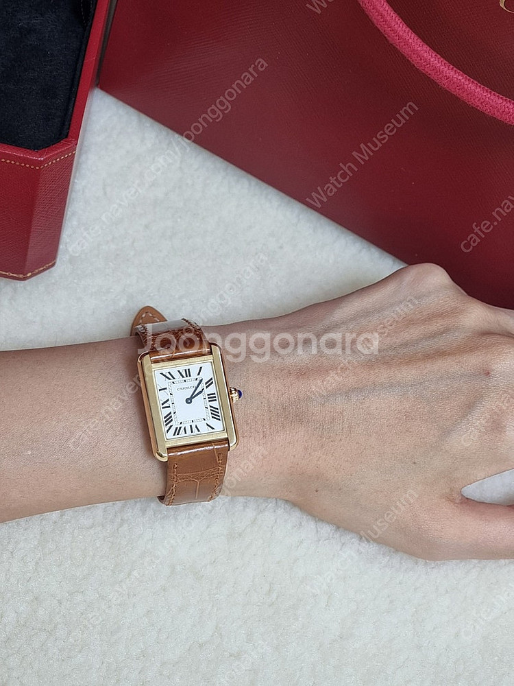 [까르띠에 풀세트] 탱크솔로 18K 옐로우골드 SM 시계 (남녀공용) 21년식--7