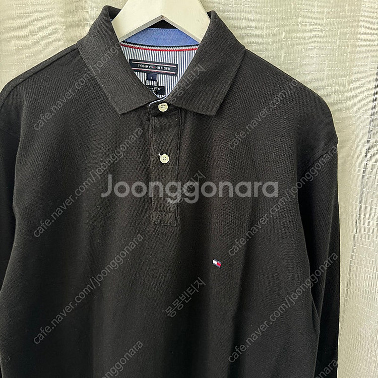 새상품 타미힐피거 블랙 카라PK티셔츠 라지--1