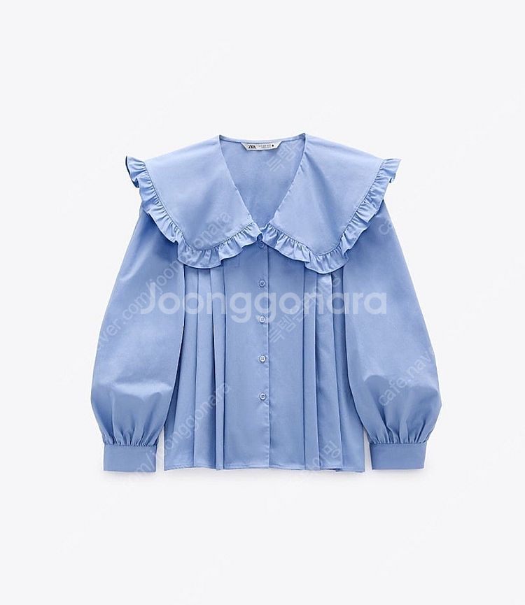 [새상품] ZARA 자라 피터팬카라 포플린 블라우스 베...--0