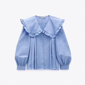 [새상품] ZARA 자라 피터팬카라 포플린 블라우스 베이비블루 XS 판매해요.