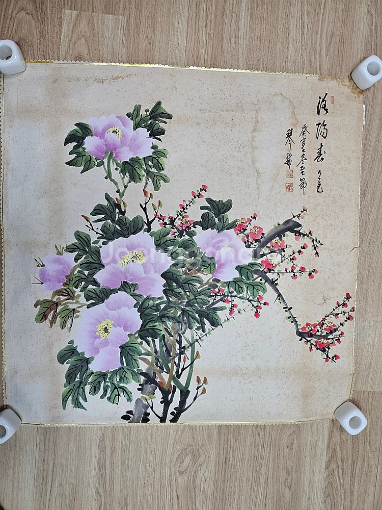 오래된 동양화 군방도 낙질그림 56x56cm 인테리어소...--0