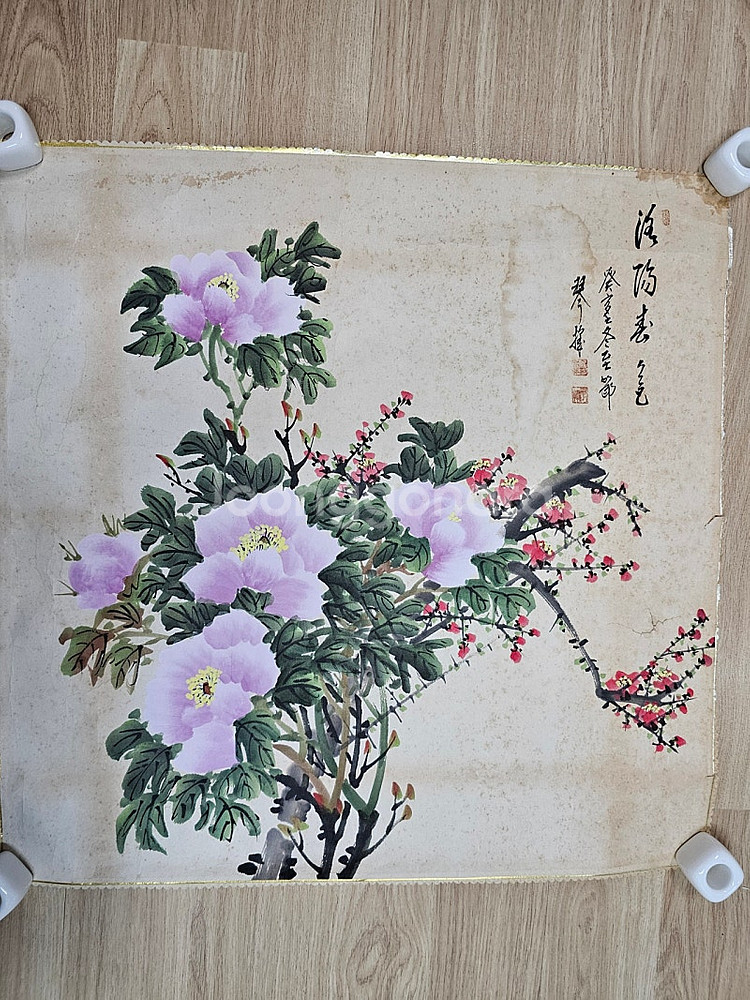 오래된 동양화 군방도 낙질그림 56x56cm 인테리어소...--2