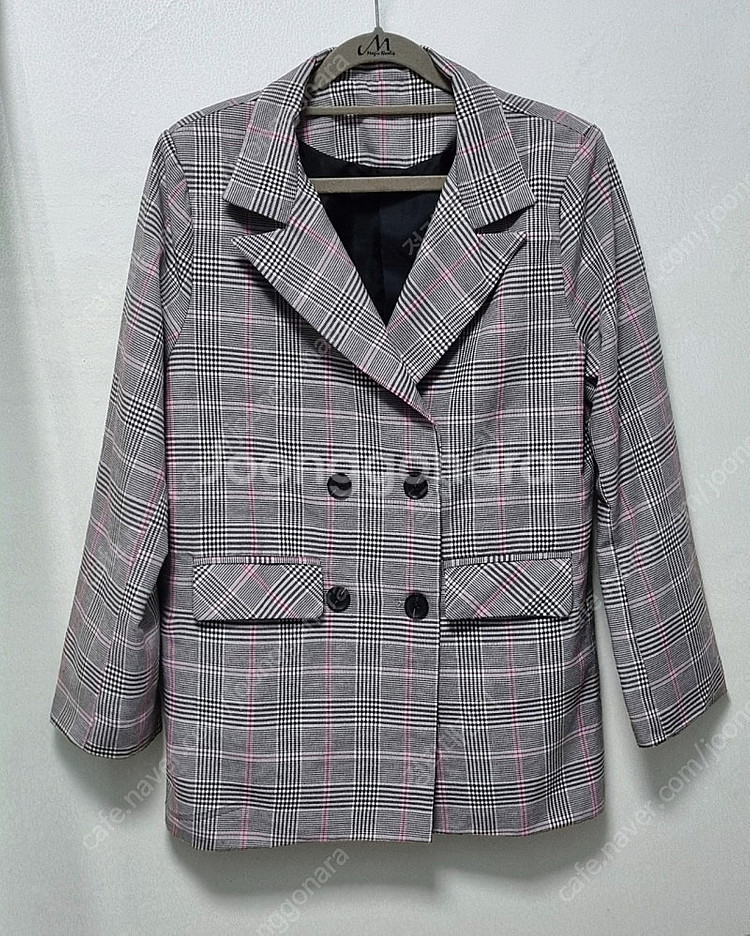 샐리 더블버튼 체크 자켓--2