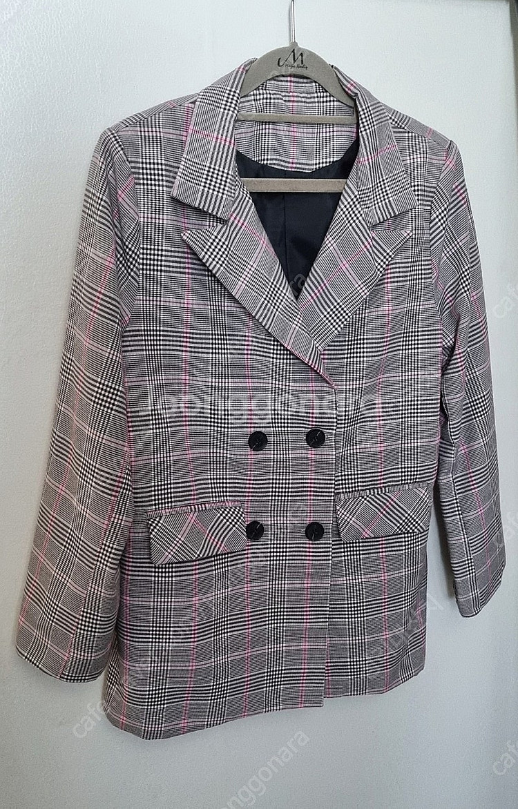 샐리 더블버튼 체크 자켓--3