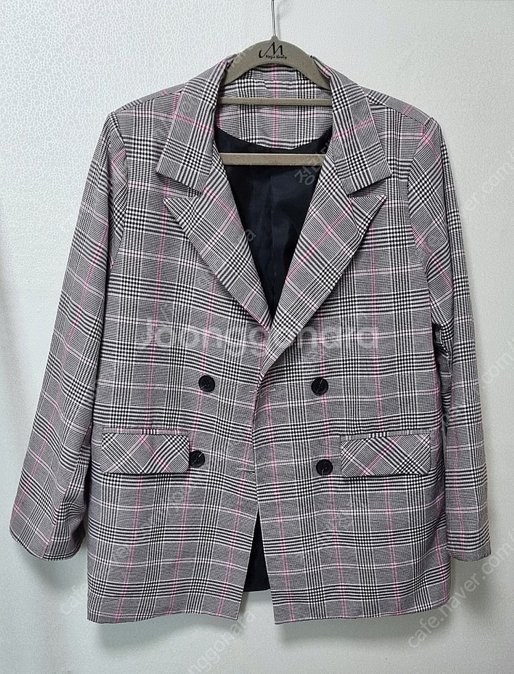 샐리 더블버튼 체크 자켓--4