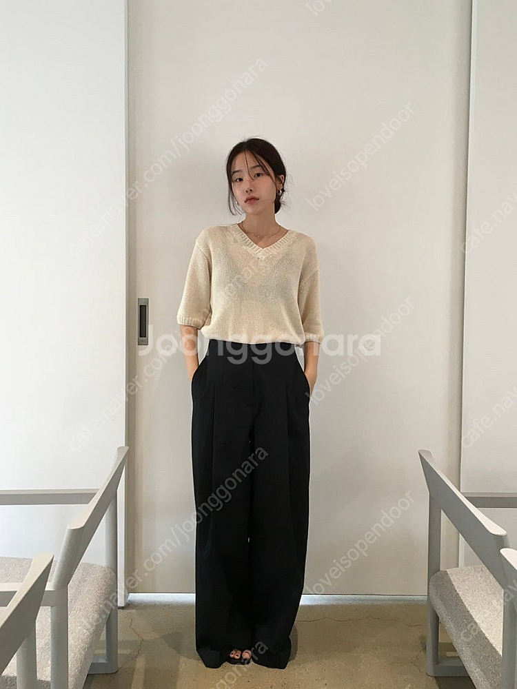 미닝아웃 menaingout mer 핀턱 와이드 팬츠--3
