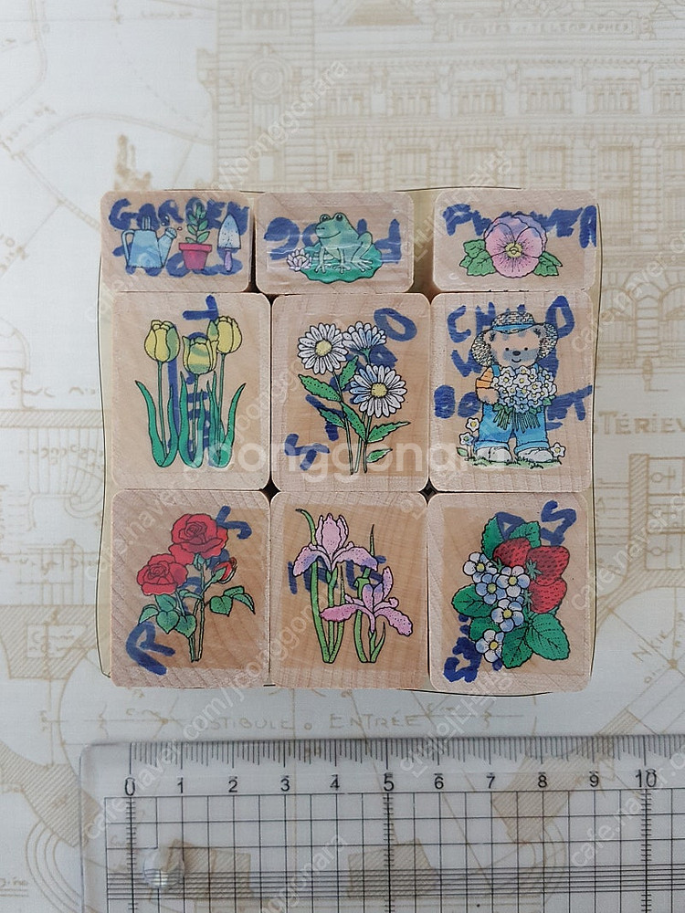 미국 히어로아츠 빈티지 스탬프 다꾸 식물 테디베어 꽃--1