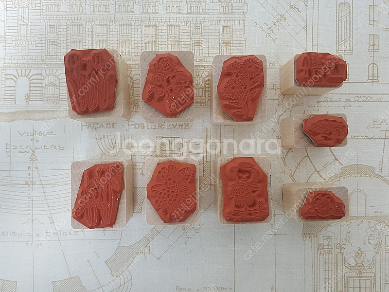 미국 히어로아츠 빈티지 스탬프 다꾸 식물 테디베어 꽃--2